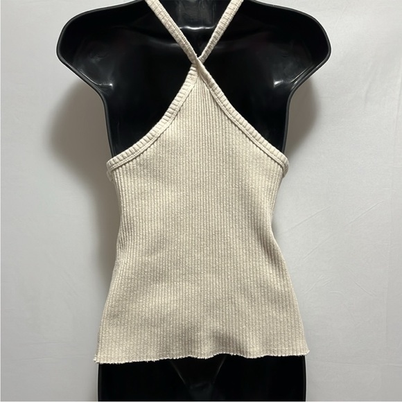 Anthropologie T.La Ribbed Halter Tank Asymmetrical Size Large - Picture 6 of 8